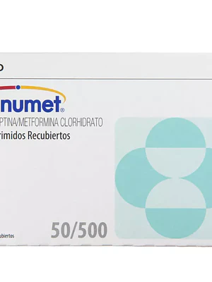 Janumet Sitagliptina Metformina 50/500 mg 56 Comprimidos recubiertos.