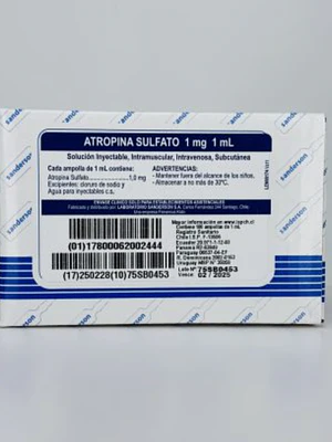 Atropina Sulfato 1 mg/ml Solución Inyectable 100 Ampollas. Sanderson