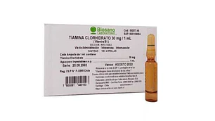 Tiamina Amp 30Mg/1 ml por 100 Biosano (Ec)