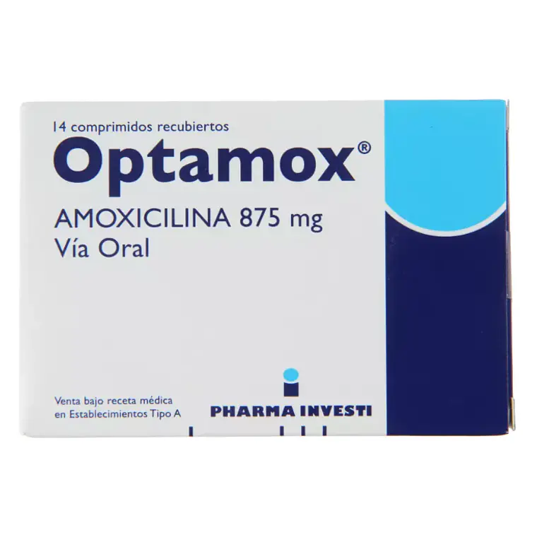 Optamox Amoxicilina 875 mg 14 Comprimidos recubiertos. 1