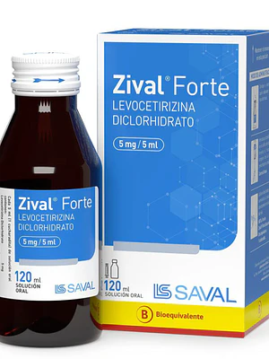 Zival Forte (B) Levocetirizina 5 mg / 5 ml Solución oral 120 ml.