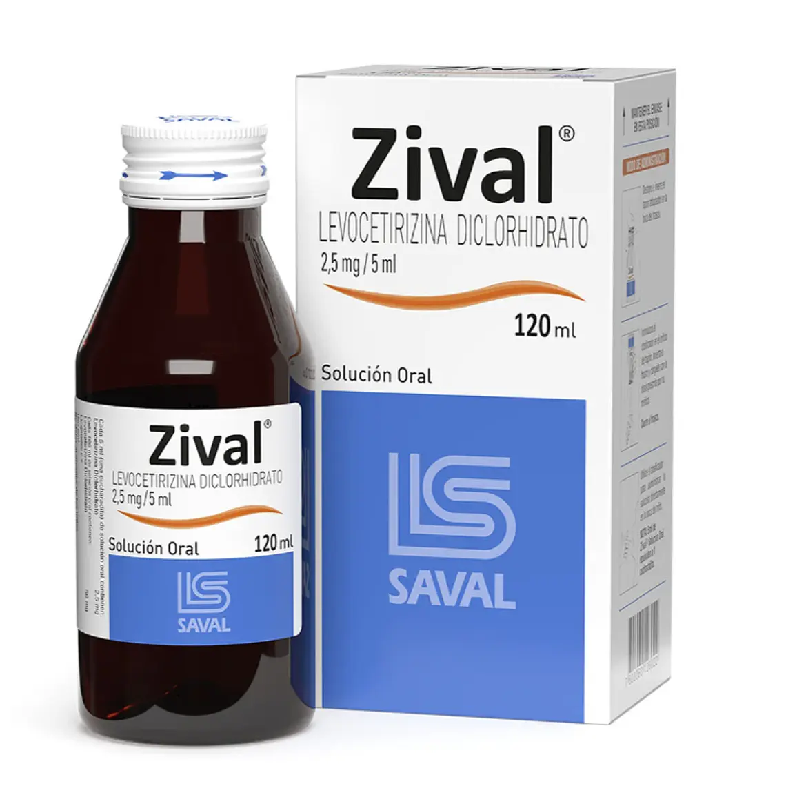 Zival (B) Levocetirizina 2,5 mg / 5 ml Jarabe 120  ml. 1