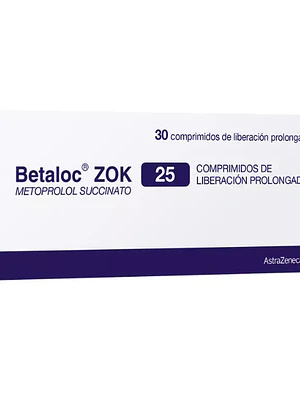 Betaloc Zok  Metroprolol 25 mg 30 Comprimidos.