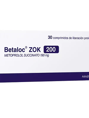 Betaloc Zok Metopropol 200 mg 30 Comprimidos.