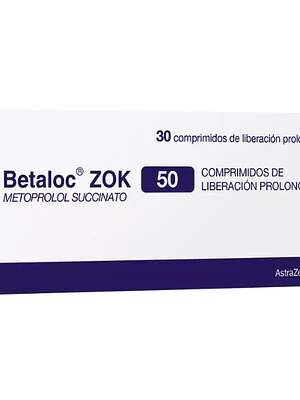 Betaloc Zok Metoprolol 50 mg 30 Comprimidos.