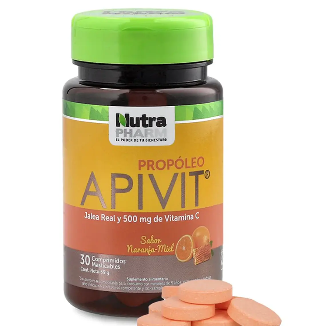 Apivit adultos 500 mg 30 Comprimidos masticables. Nutra Pharm 1