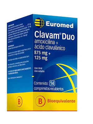 Clavam Duo (B) 875 / 125 mg  14 Comprimidos.