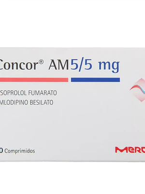 Concor AM  Bisopropol, Amlodipino 5/5 mg 30 Comprimidos.