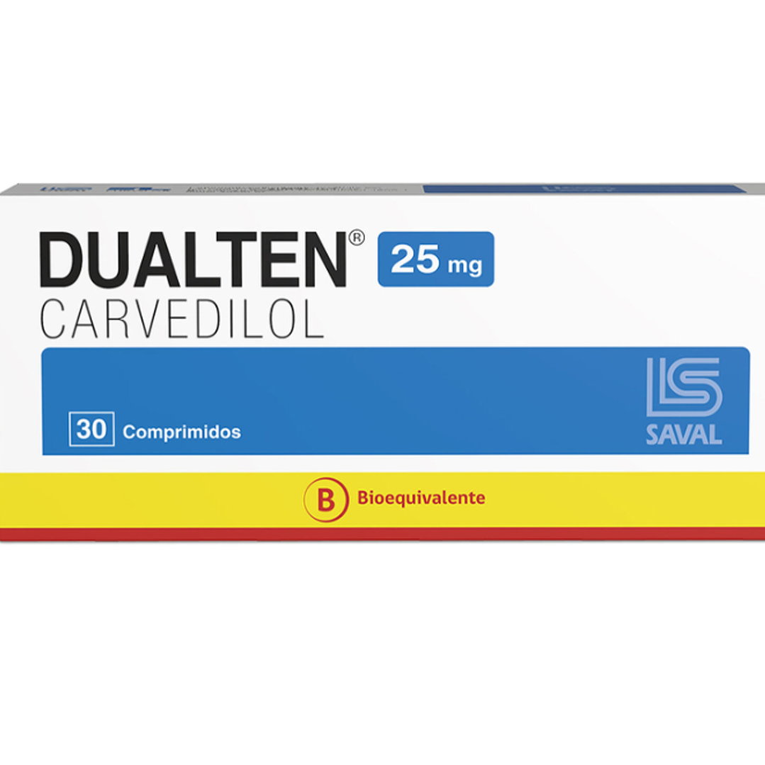 Dualten (B) Carvedilol 25 mg 30 Comprimidos. 1