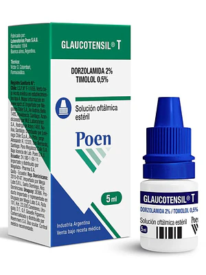 Glaucotensil T Dorzolamida, Timolol Solución oftálmica 5 ml.