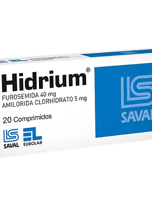Hidrium Furosemida, Amilorida 40/5 mg 20 Comprimidos.