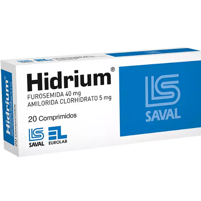 Hidrium Furosemida, Amilorida 40/5 mg 20 Comprimidos. 1
