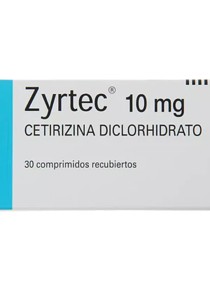 Zyrtec Cetirizina 10 mg 30 Comprimidos recubiertos.