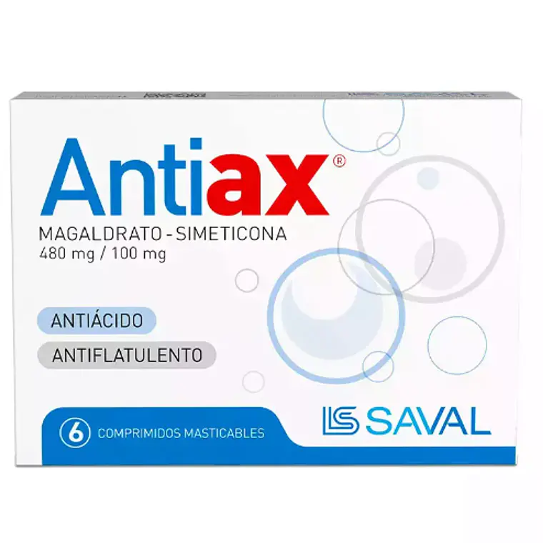 Antiax Simeticona, Magaldrate 6 Comprimidos masticables. 1