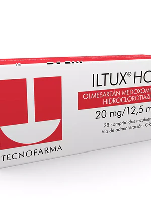 Iltux HCT Olmesartán, Hidroclorotiazida 20/12,5 mg 28 Comprimidos.