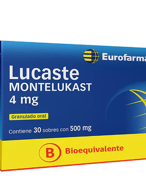 Lucaste (B) Montelukast 4 mg 30 Sobres con 500 mg.