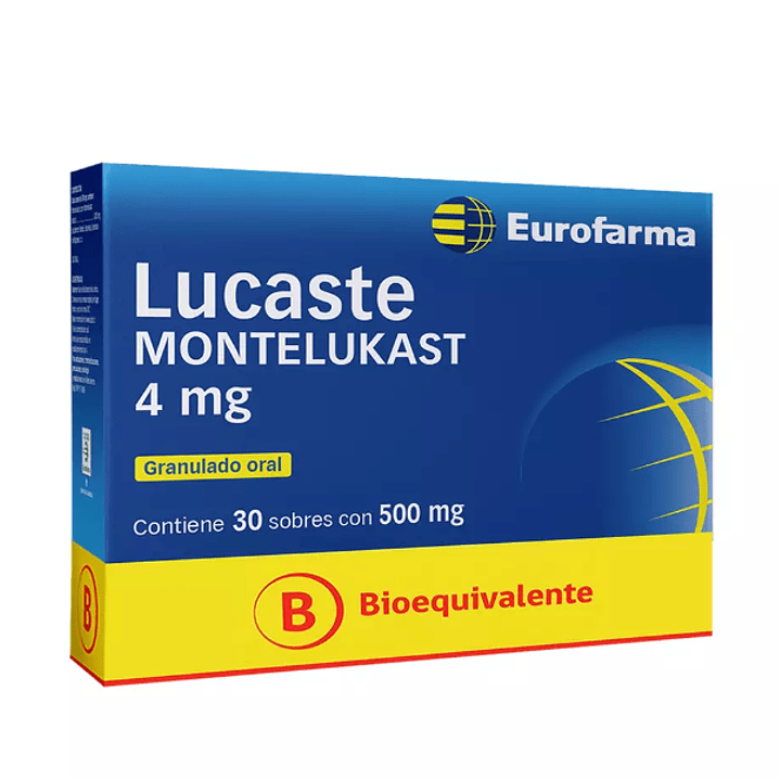 Lucaste (B) Montelukast  4 mg  30 Sobres 500 mg Granulado oral. 1
