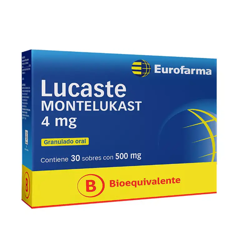 Lucaste (B) Montelukast 4 mg 30 Sobres con 500 mg. 1
