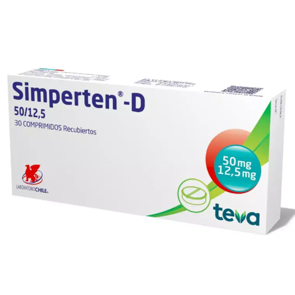 Simperten-D Hidroclortiazida, Losartán 50/12,5 mg 30 Comprimidos. 1