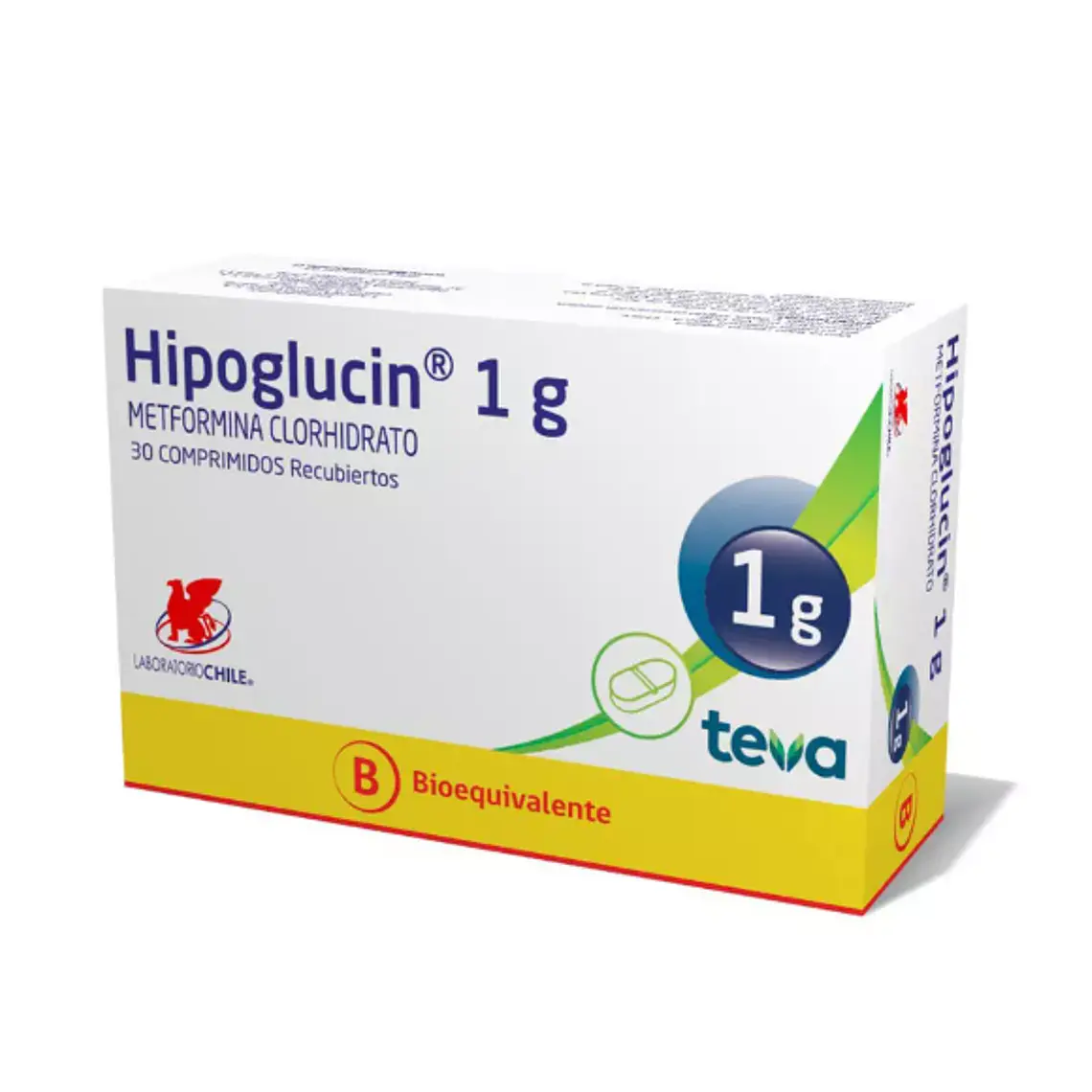 Hipoglucin (B) Metfomina 1 g 30 Comprimidos recubiertos. 1