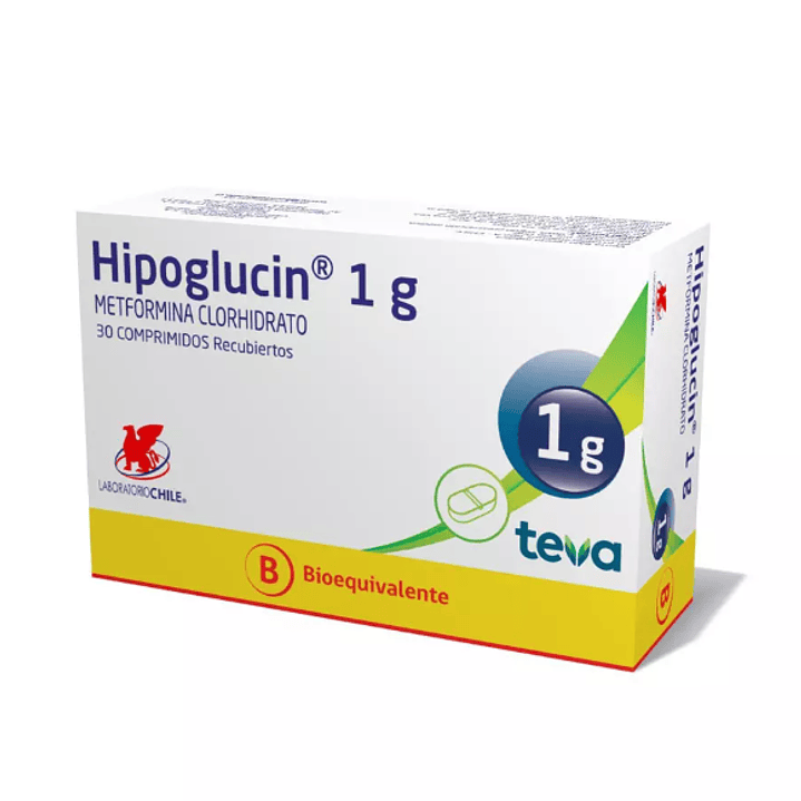 Hipoglucin (B) Metformina  1 g 30 Comprimidos recubiertos. 1