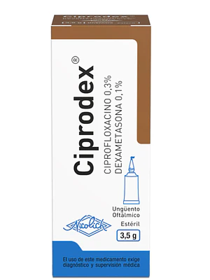 Ciprodex Ciprofloxacino, Dexametasona Ungüento oftálmico 3,5 g.