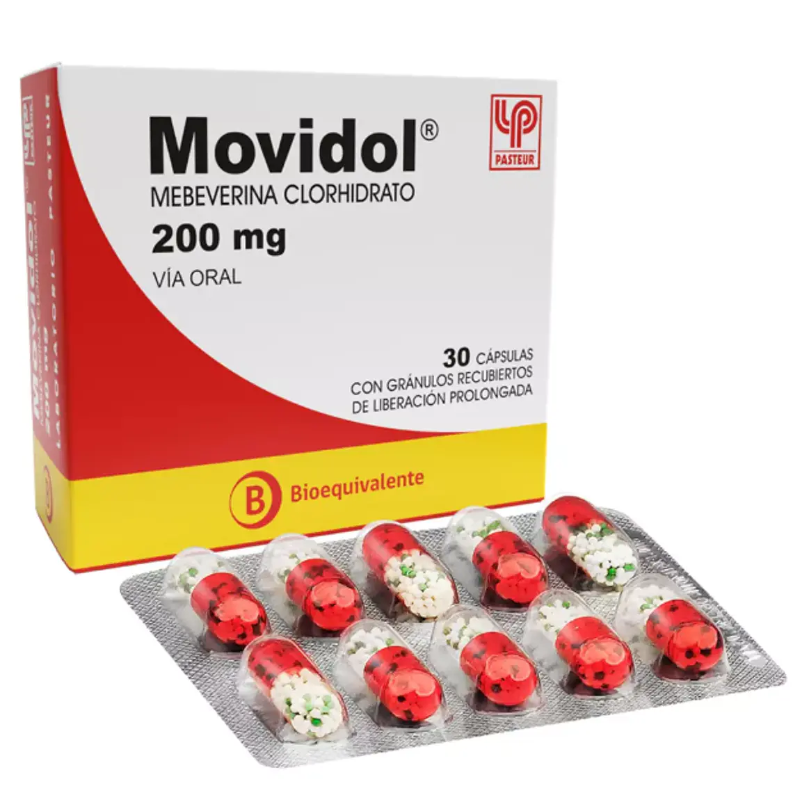 Movidol (B) Mebeverina 200 mg 30 Cápsulas. 1