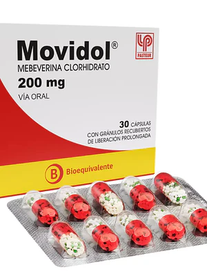 Movidol (B) Mebeverina 200 mg 30 Cápsulas.