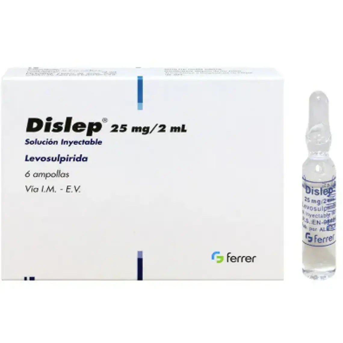 Dislep Levosulpirida 25 mg Solución inyectable 6 Ampollas 2 ml. 1