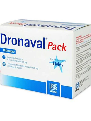 Dronaval Biterapia pack 1 Ácido Ibandrónico 60 Comprimidos de Calcio y Vitamina D.