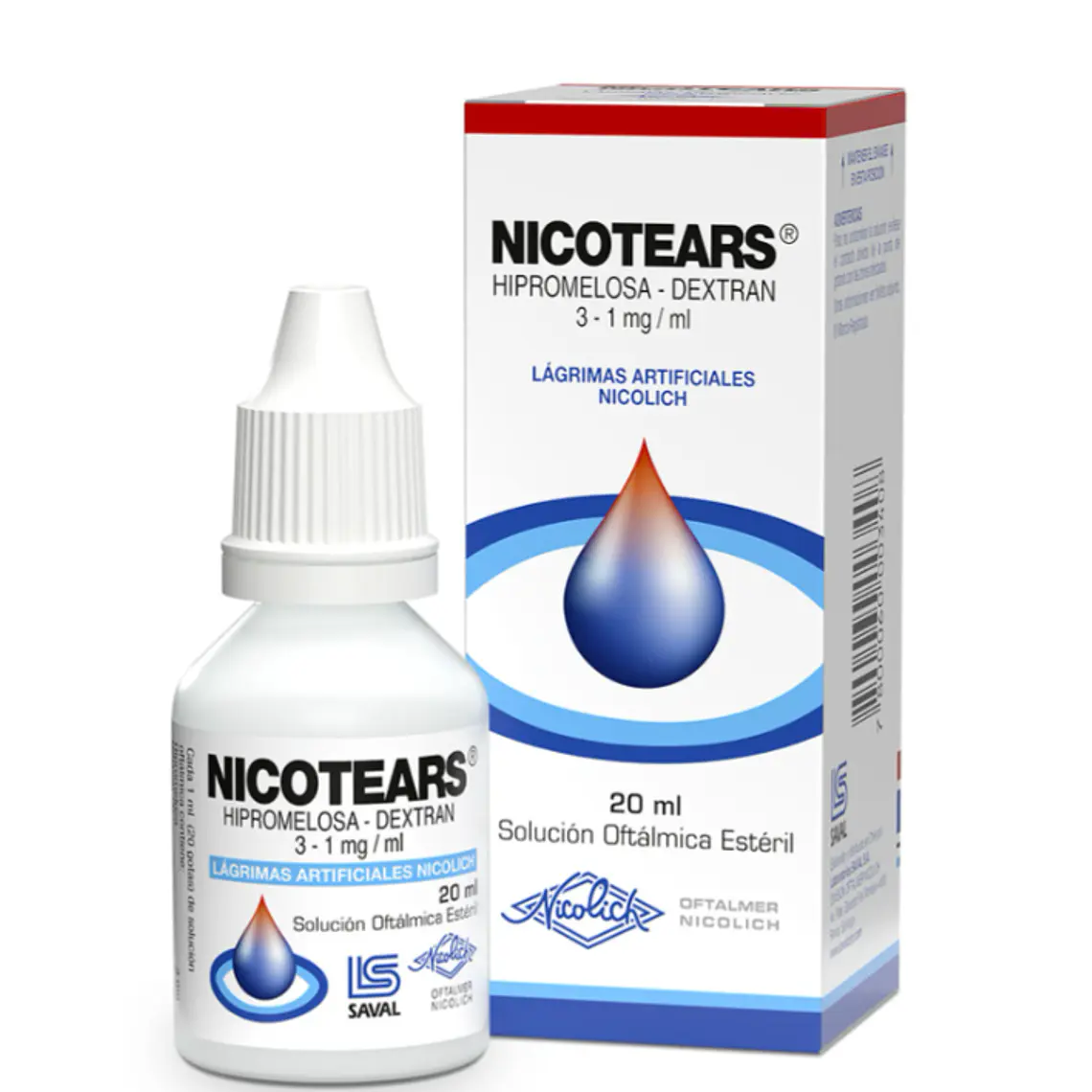 Nicotears Hipromelosa, Dextran Solución oftálmica 20 ml. 1