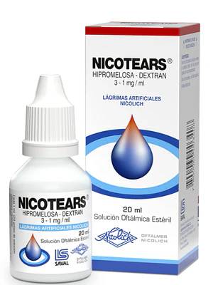 Nicotears Hipromelosa, Dextran Solución oftálmica 20 ml.