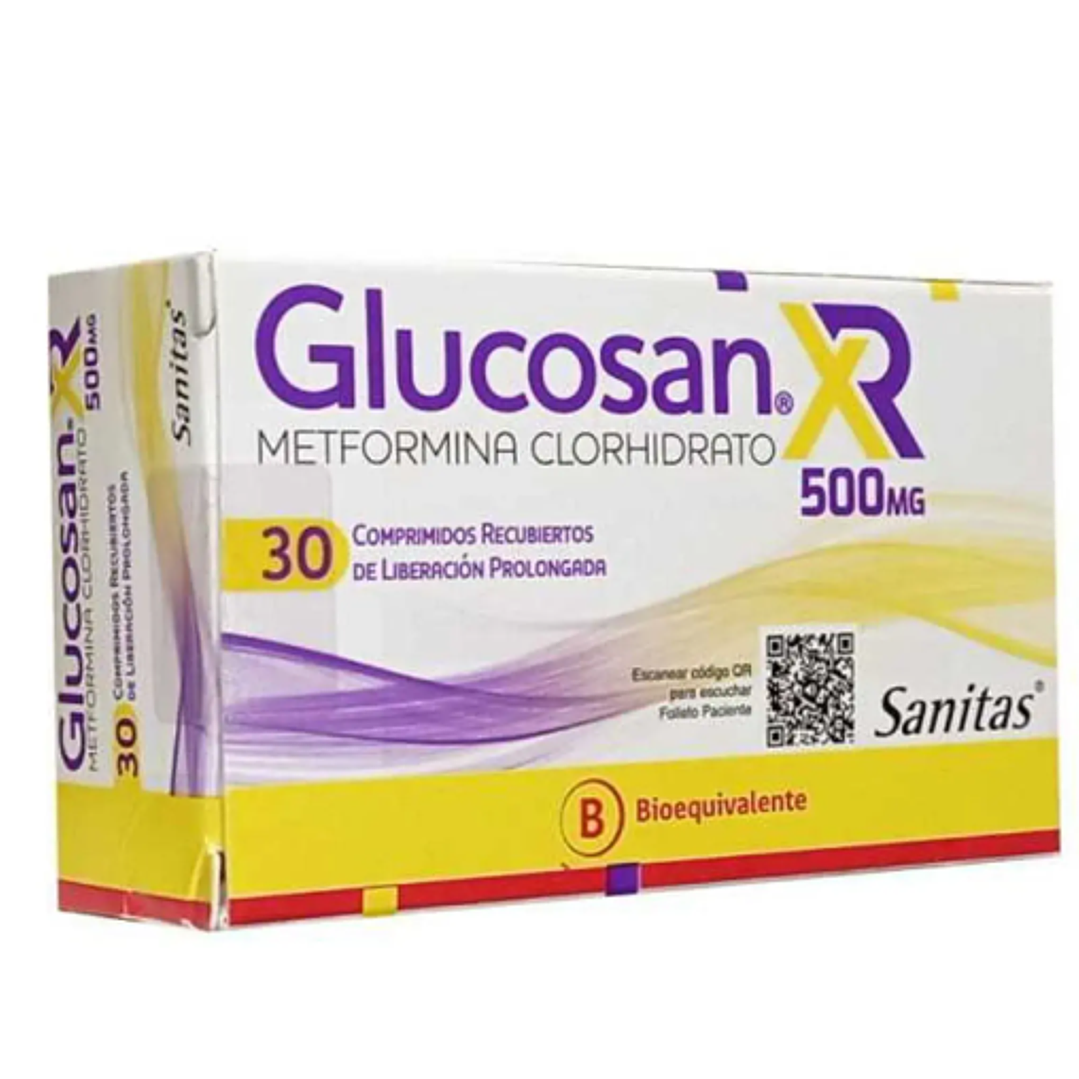 Glucosan XR (B) Metformina 500 mg 30 Comprimidos. 1