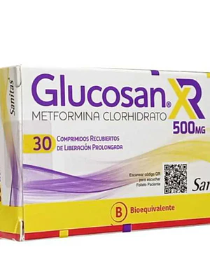 Glucosan XR (B) Metformina 500 mg 30 Comprimidos.