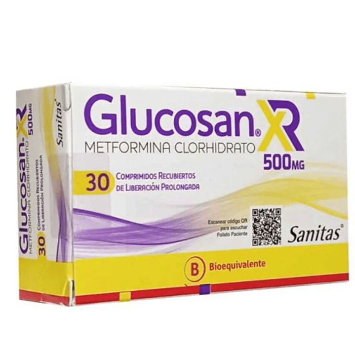 Glucosan XR (B) Metformina 500 mg 30 Comprimidos. 1