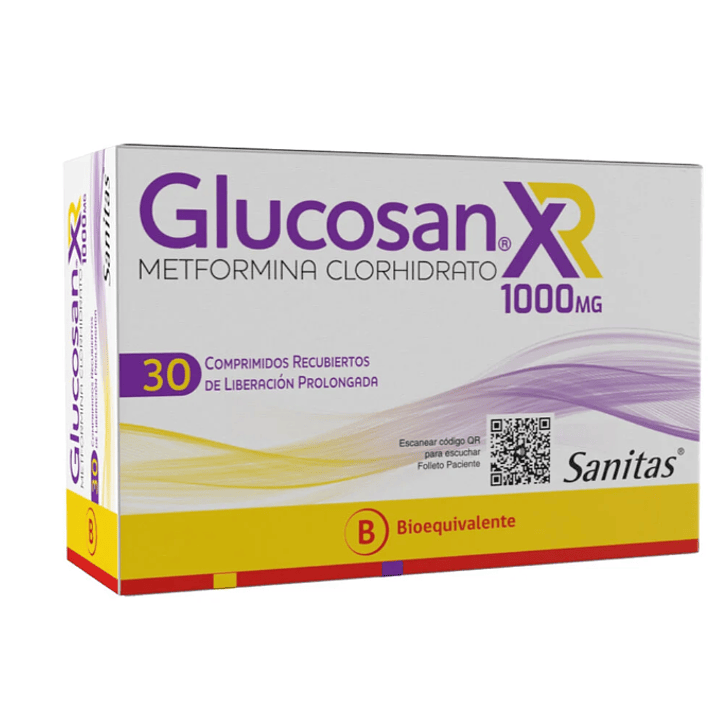 Glucosan XR (B) Metformina 1000 mg 30 Comprimidos. 1