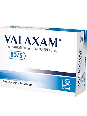 Valaxam Valsartán, Amlodipino 80/5 mg 30 Comprimidos recubiertos.