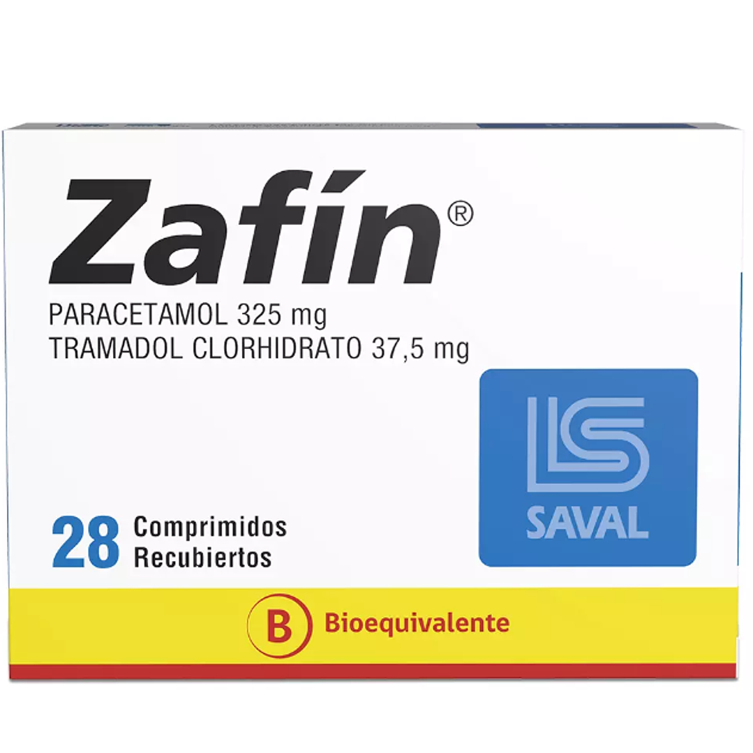 Zafin (B) Paracetamol 325 mg  Tramadol 37,5 mg 28 Comprimidos. 1