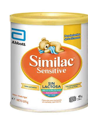 Similac Sensitive sin lactosa Fórmula para lactantes  375 g.