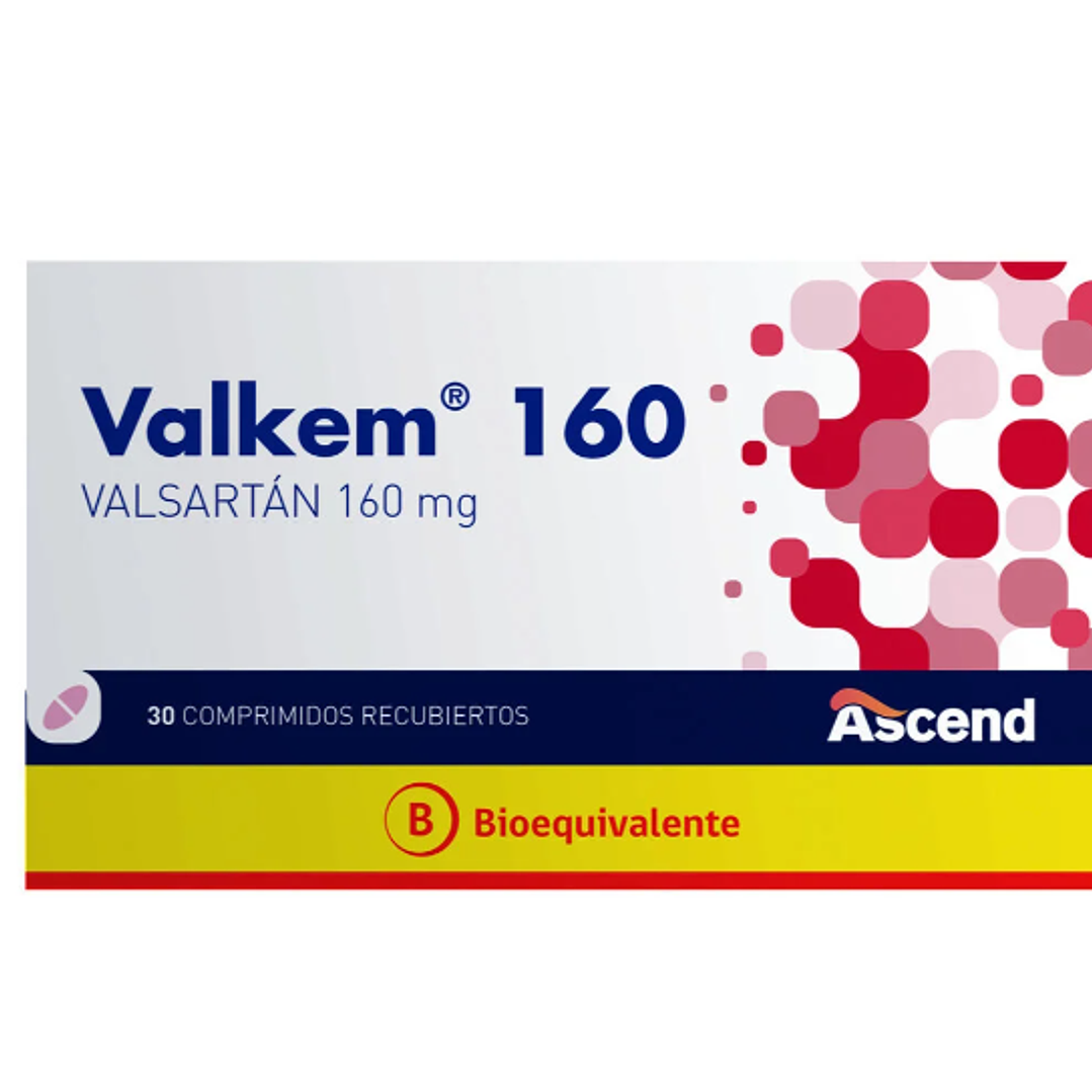 Valkem (B) Valsartán 160 mg 30 Comprimidos. 1