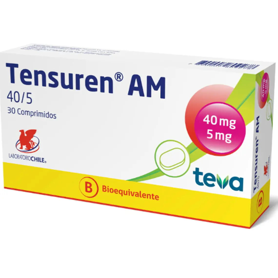 Tensuren AM (B) Telmisartán, Amlodipino 40/5 mg 30 Comprimidos. 1