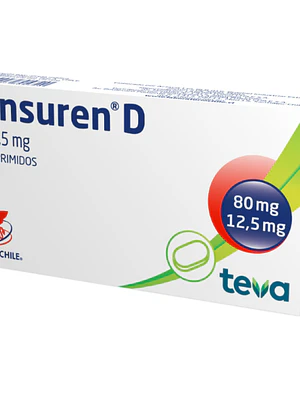 Tensuren D 40/12,5 mg Telmisartán, Hidroclorotiazida 30 Comprimidos.