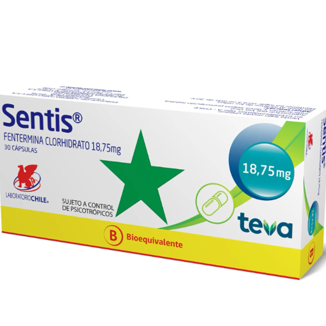 Sentis (B) Fentermina 18,75 mg 30 Cápsulas. (Disponible sólo para compra en Local) 1