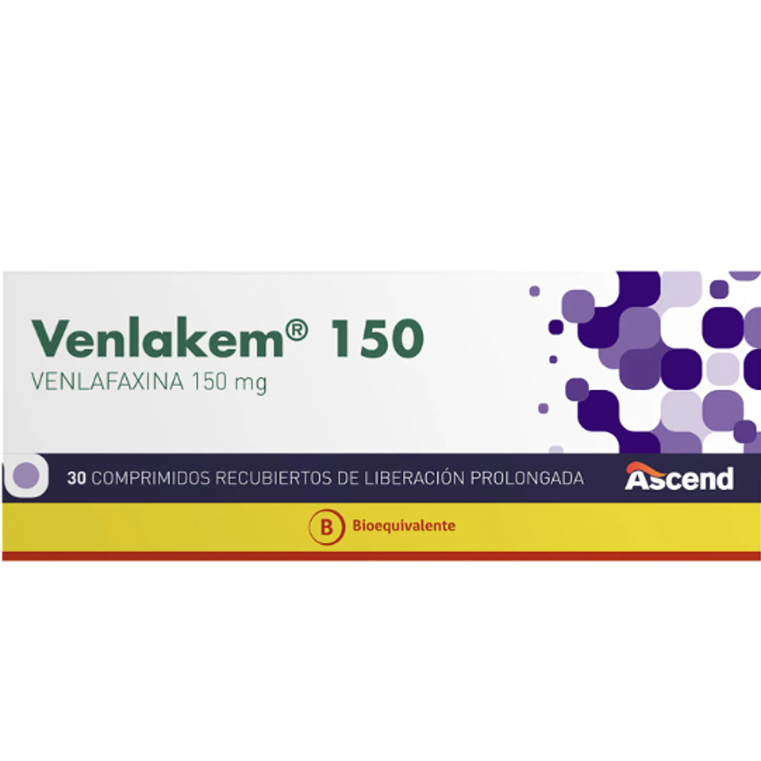 Venlakem (B) Venlafaxina 150 mg 30 Comprimidos de liberación prololngada. 1