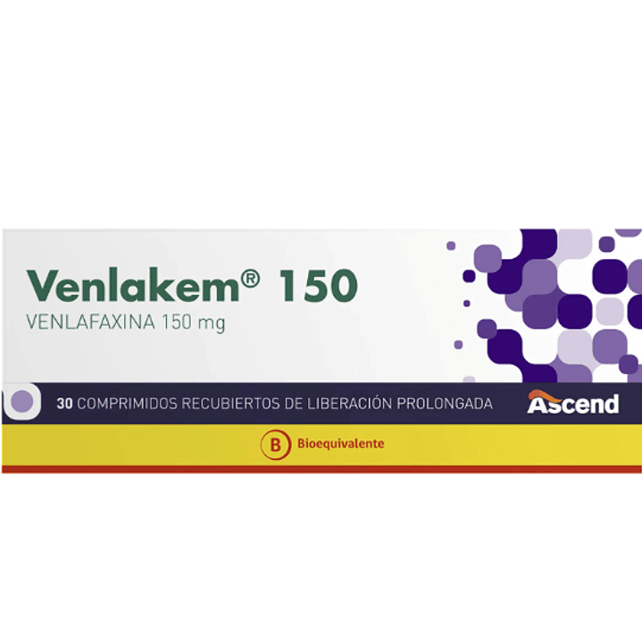 Venlakem (B) Venlafaxina 150 mg 30 Comprimidos de liberación prololngada. 1