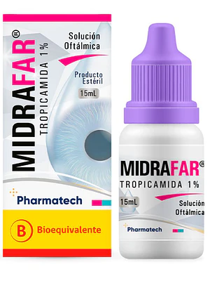 Midrafar  (B) Tropicamida 1 % Solución oftálmica 15 ml .