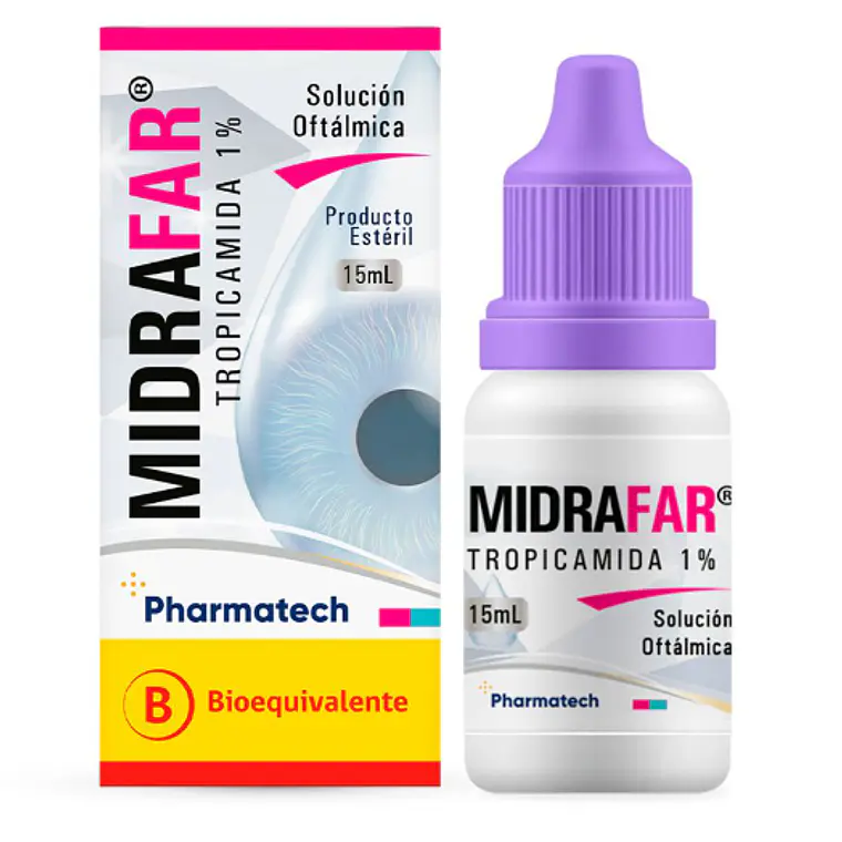 Midrafar  (B) Tropicamida 1 % Solución oftálmica 15 ml . 1