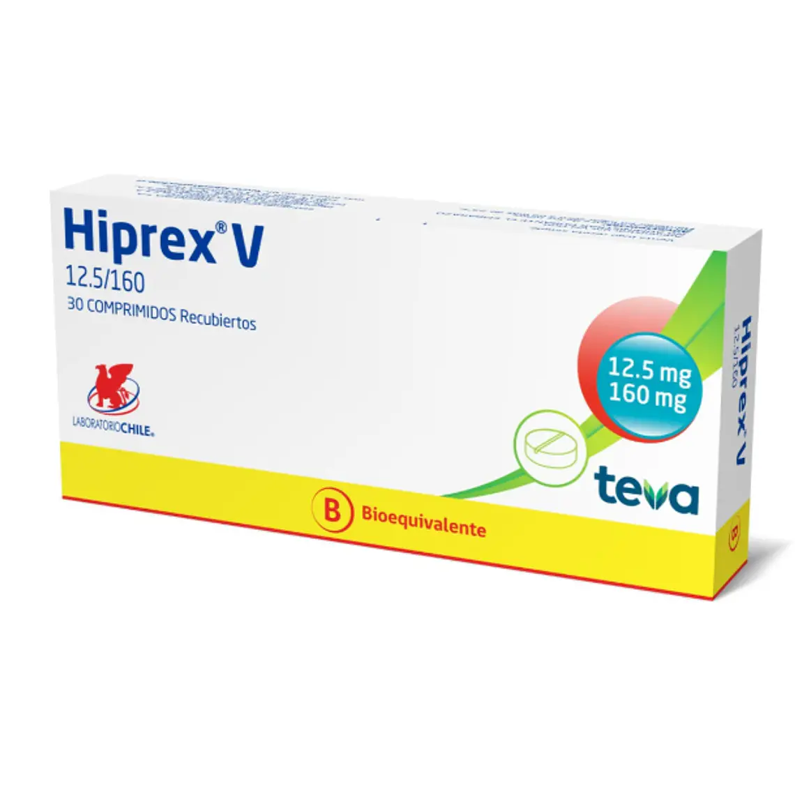 Hiprex V (B) Clortalidona, Valsartán 12,5 / 160 mg 30 Comprimidos recubiertos. 1