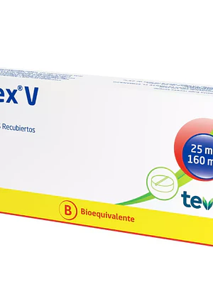 Hiprex V (B) Clortalidona, Valsartán 25/160 mg 30 Comprimidos recubiertos.