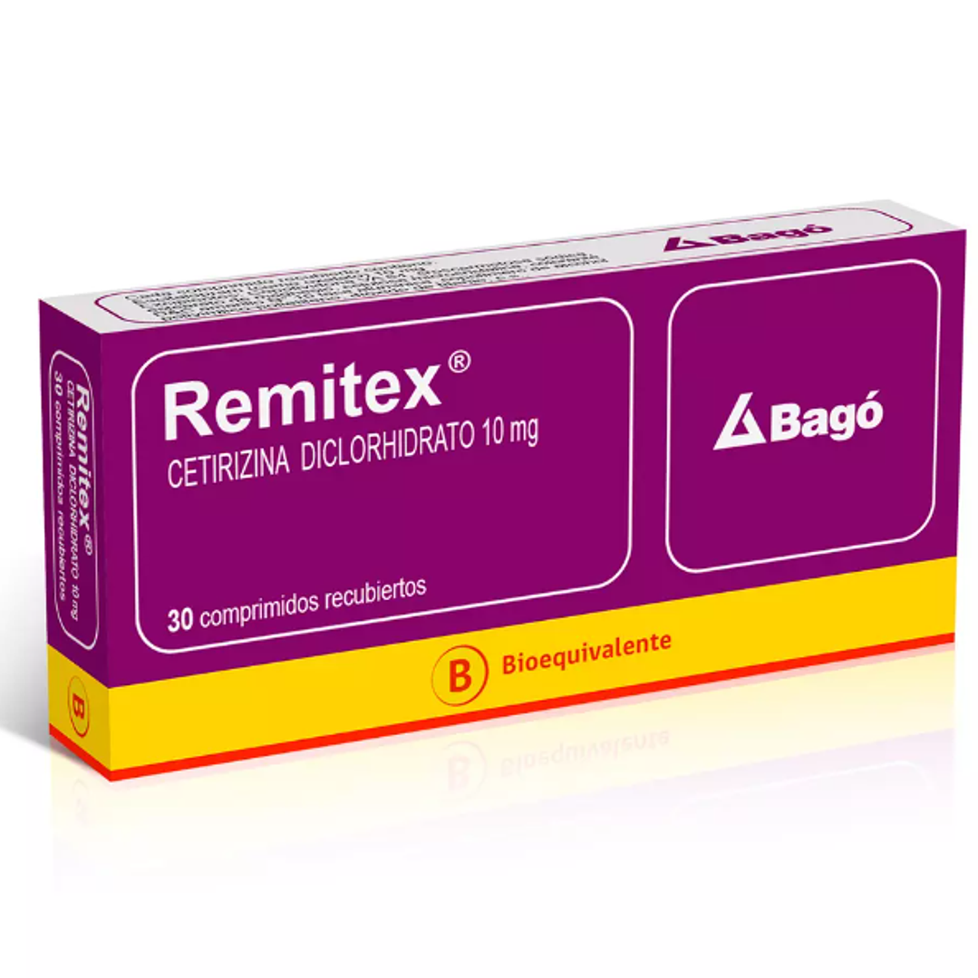 Remitex (B) Cetirizina 10 mg 30 Comprimidos recubiertos. 1